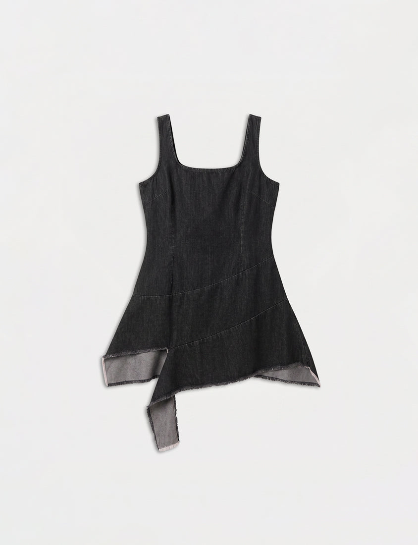 MUA! Asymmetrical Panel Slim Fit Denim Plus Size Dress