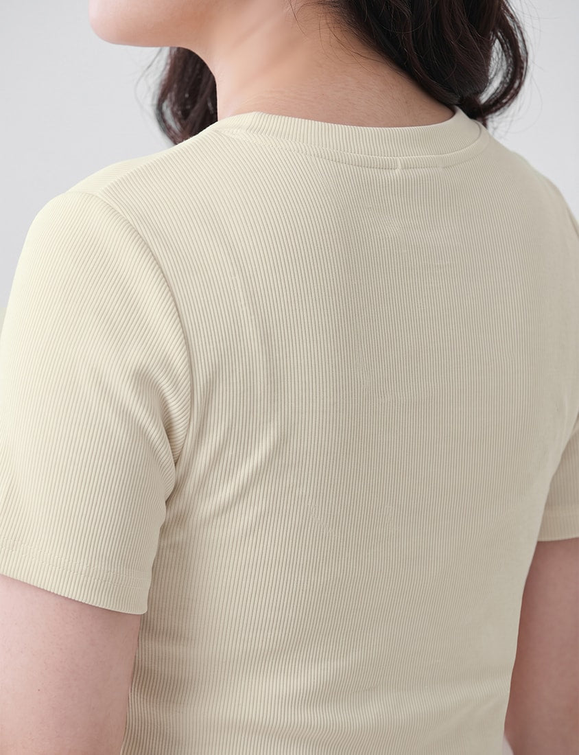 Soft Stretch Cotton Minimal Embroidered V-Neck Plus Size Tee