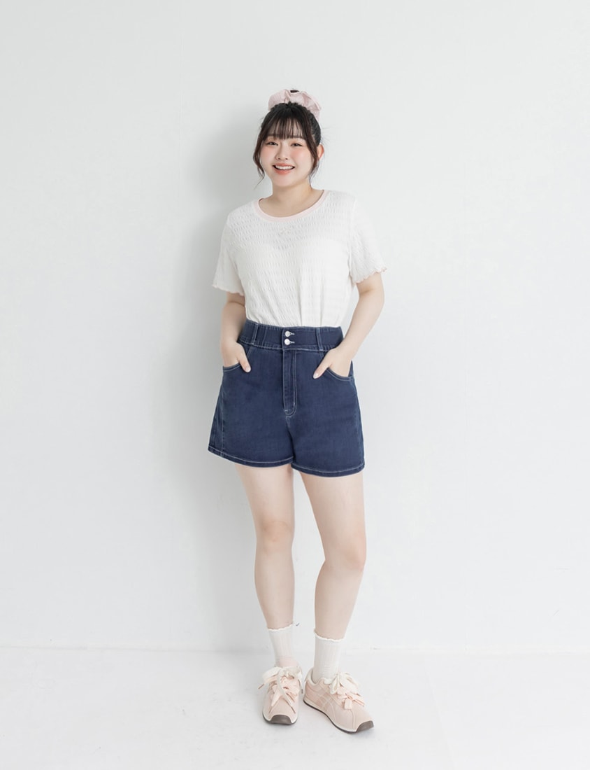 Bow Embroidery Ruffle Crinkle Plus Size Top