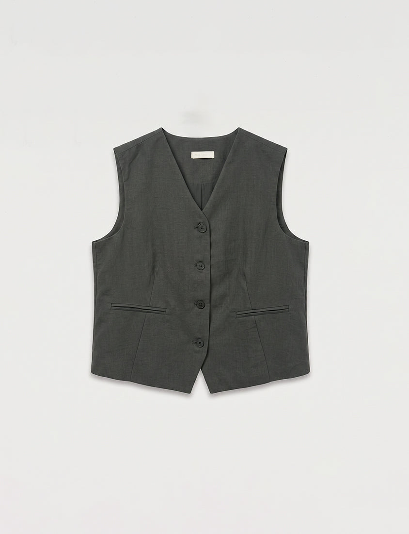 MISS. Tencel Linen Tailored Plus Size Vest