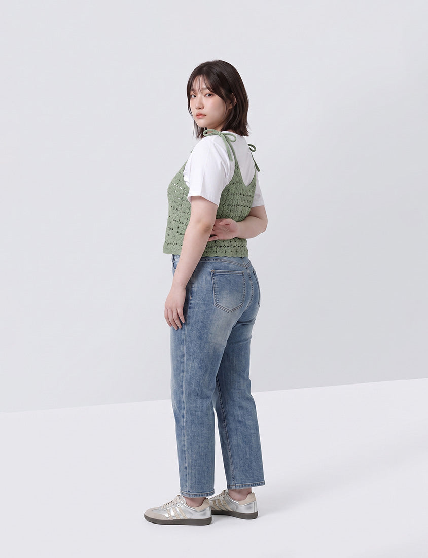 Japanese-Inspired Crochet Grid Plus Size  Vest