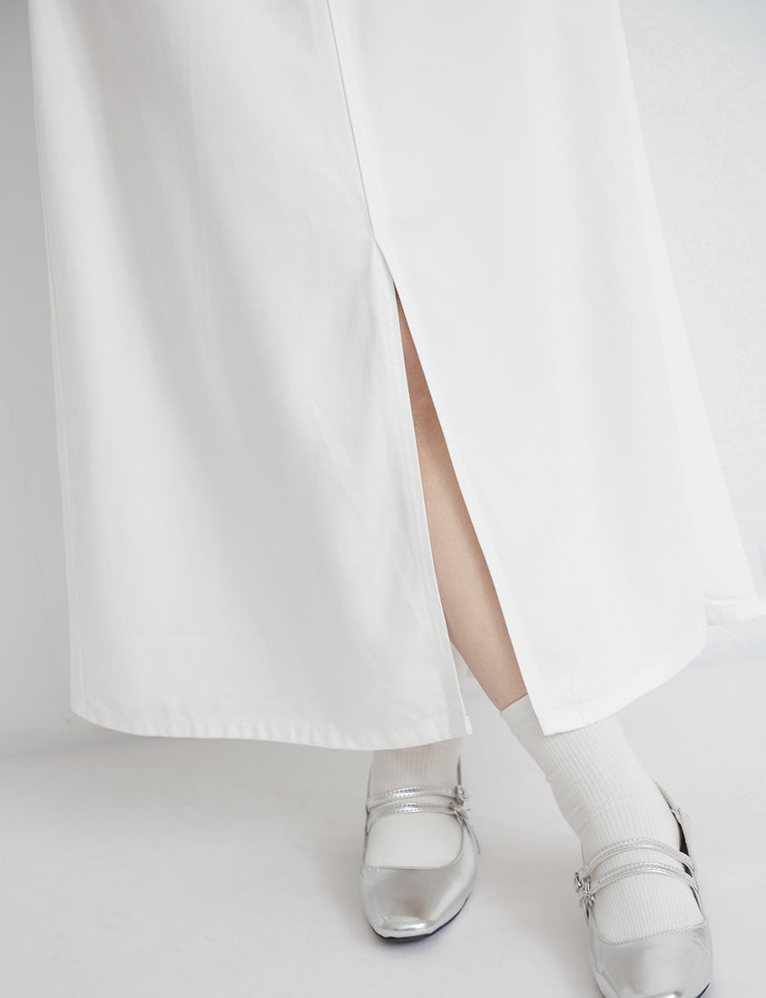 Lyocell Twill A-Line Plus Size Maxi Skirt (With Belt)