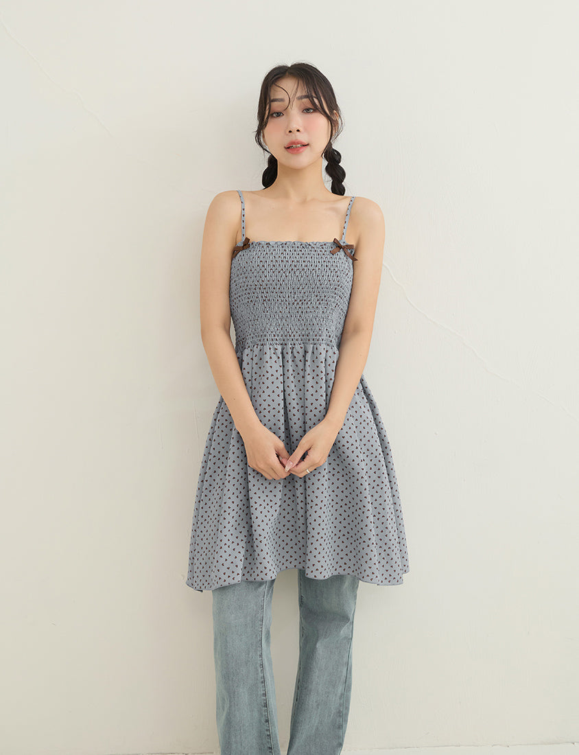 Sweet Contrast Heart Cami Plus Size Mini Dress