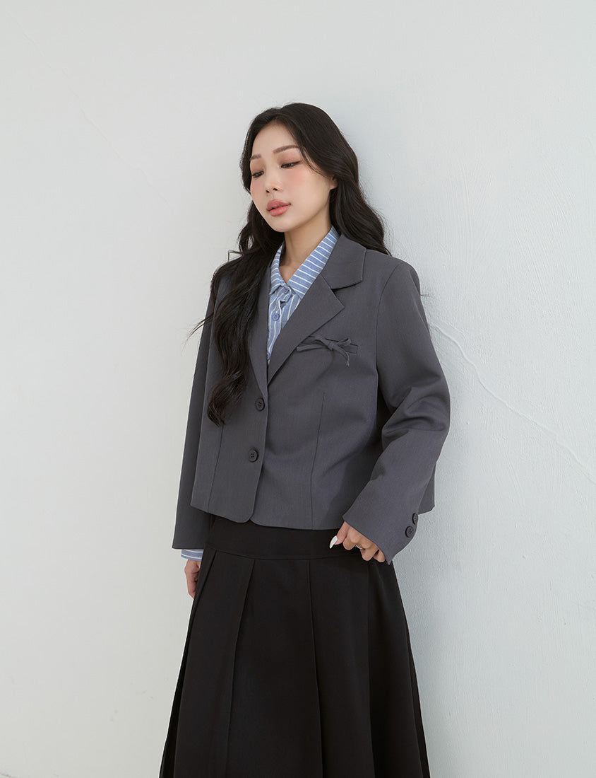 Korean Style Preppy Cropped Plus Size Blazer