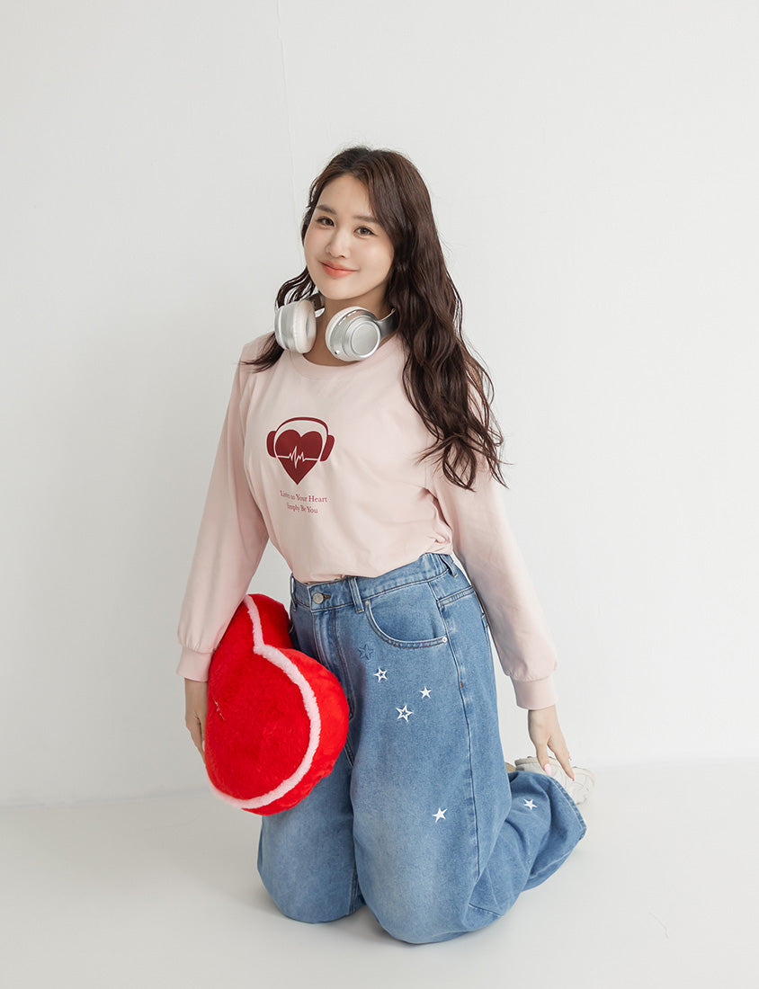10th Anniversary Heartbeat Graphic Print Plus Size Sweatshirt