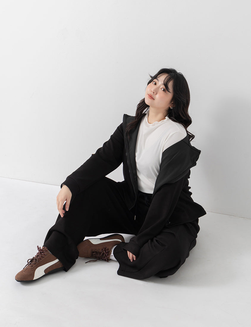 QQ Yogurt Touch Cotton Relaxed Fit Hoodie Plus Size Jacket