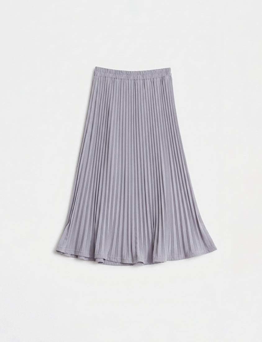 Elegant Flowy Elastic Waist Pleated Plus Size Maxi Skirt