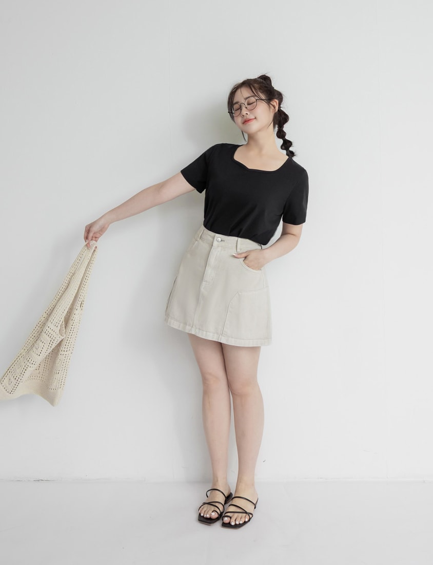 Upgraded 2.0! Sweetheart Neckline Plus Size Slim Tee