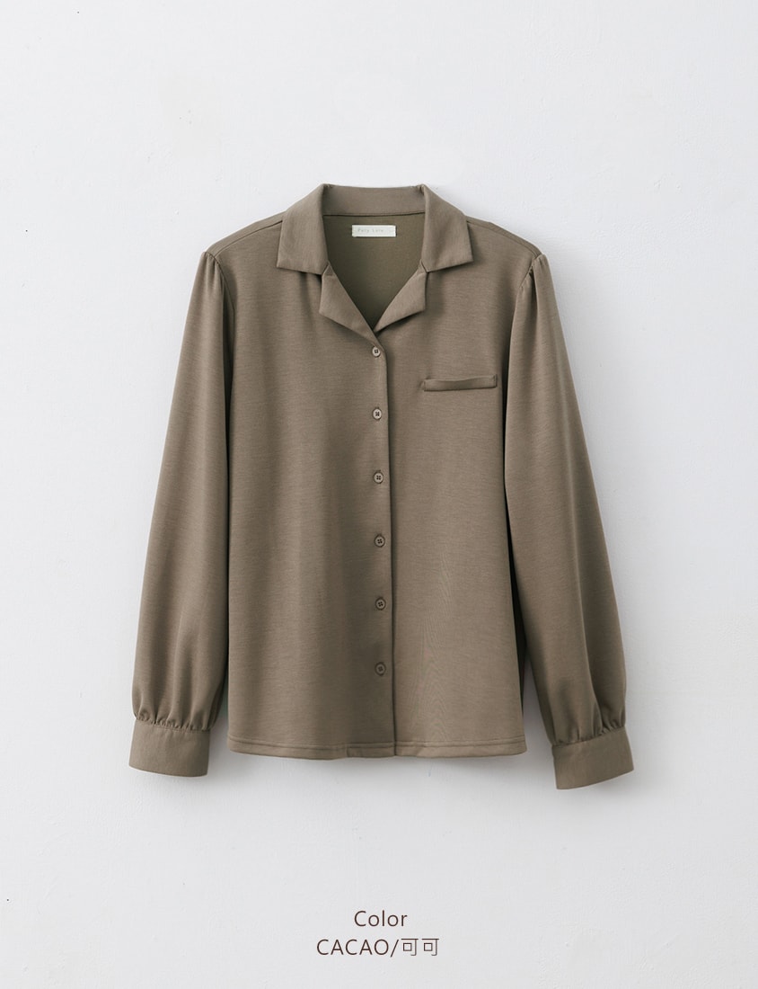 MISS. Korean Style Cloud Cotton Long Sleeve Plus Size Cuban Collar Shirt