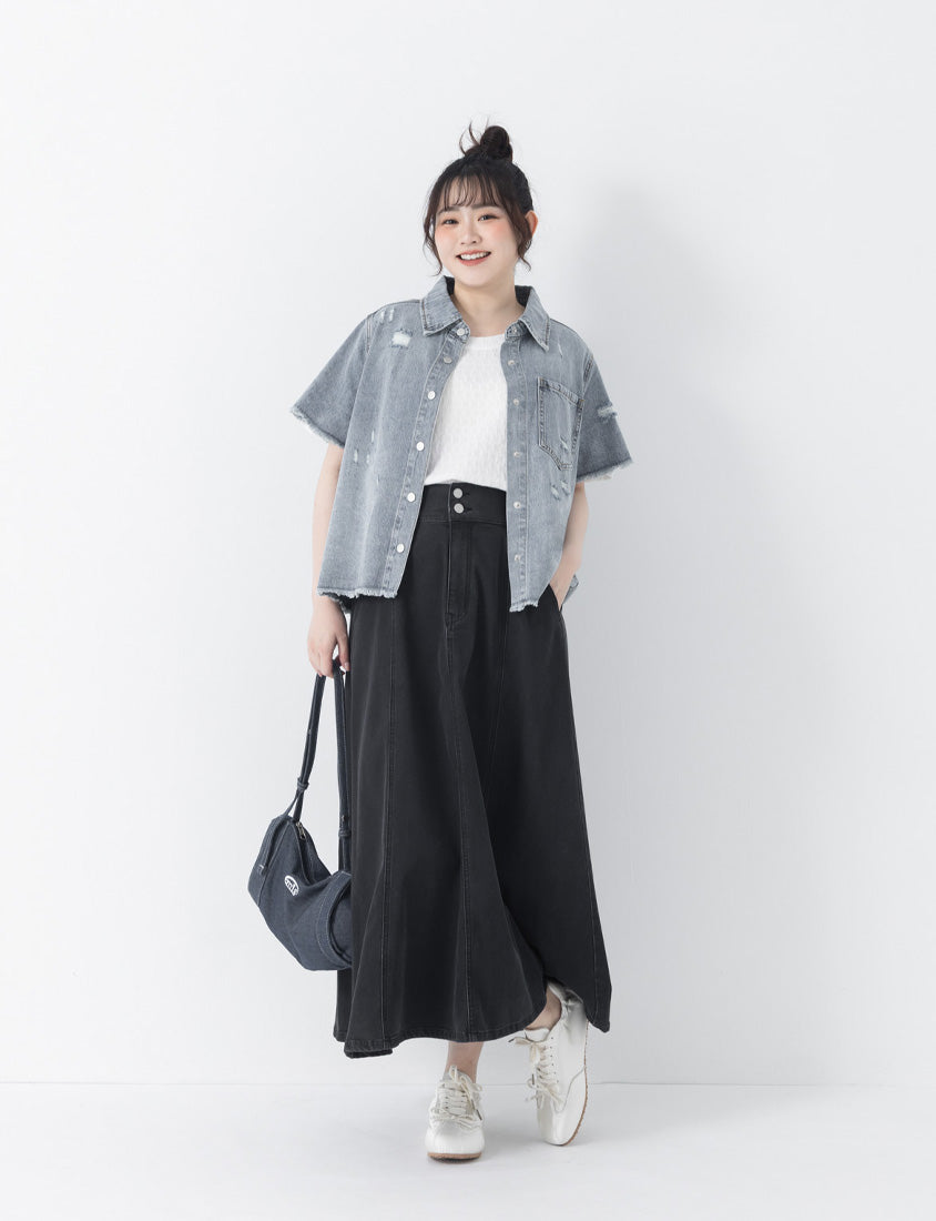 Basic Crinkle Plus Size Crewneck Top