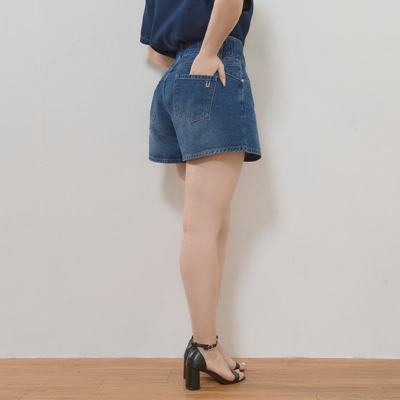 High Waist Hip-Lifting Stitch Plus Size Denim Shorts