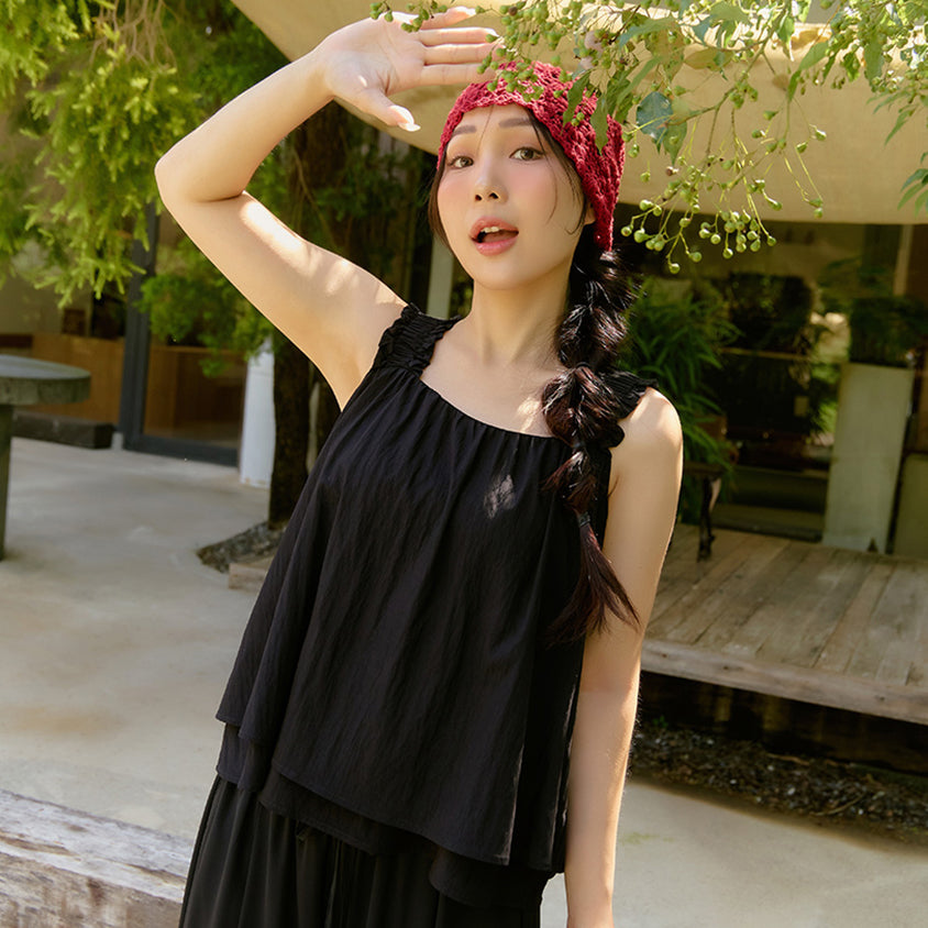 Cooling Crinkle Elastic Double-Layer Plus Size Tank Top
