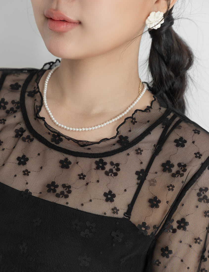 MISS. Sheer Floral Lace Plus Size Top