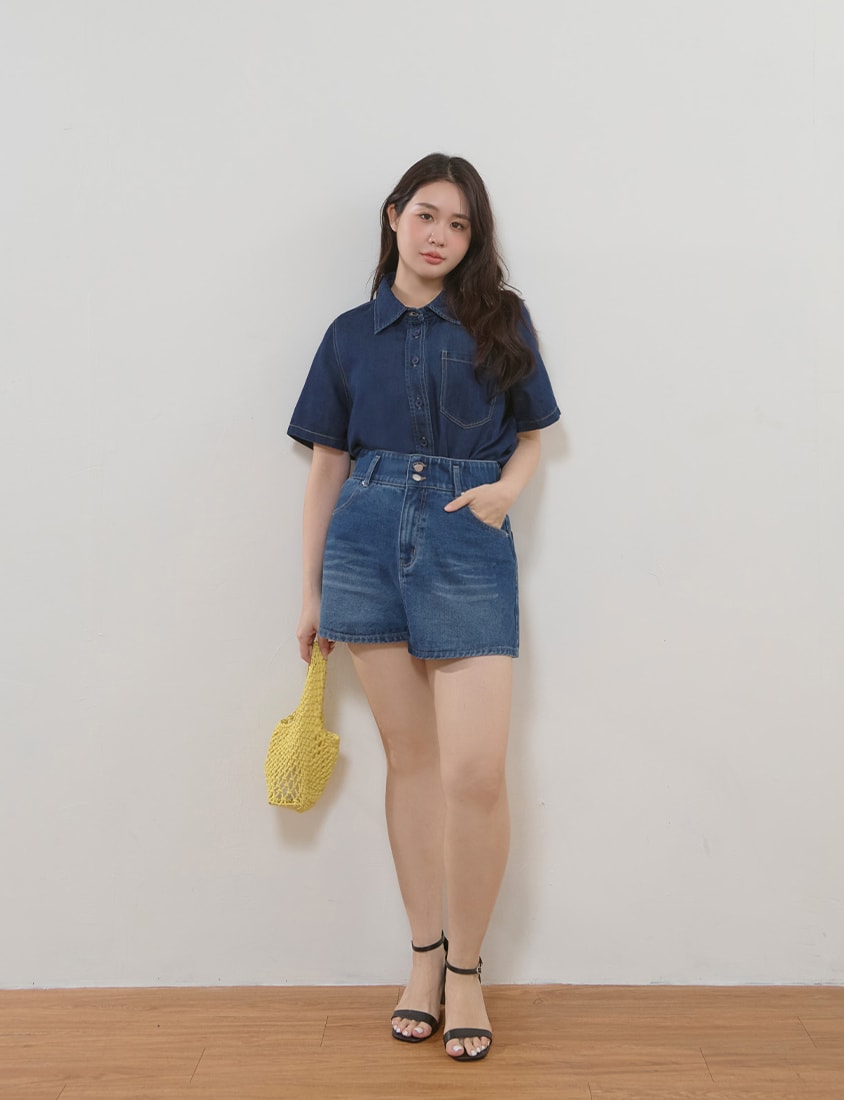 Cooling Tencel Silky Denim Plus Size Shirt