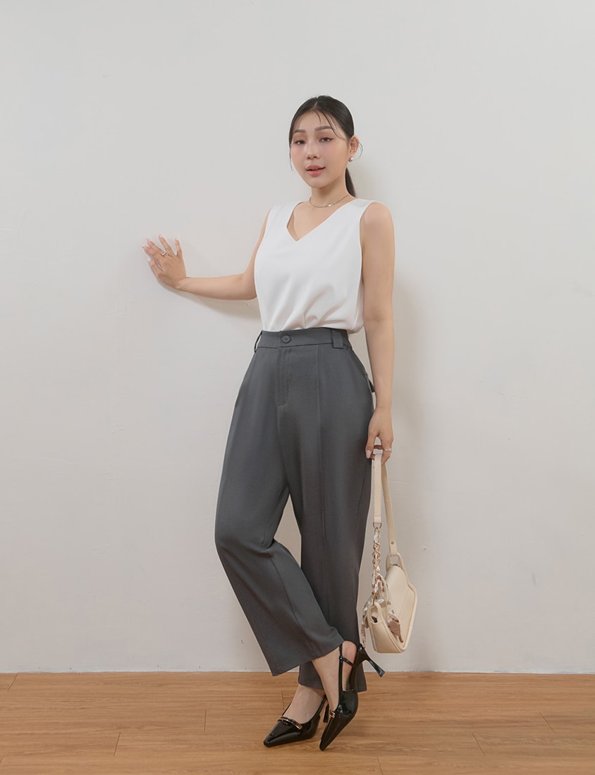 MISS. Minimal V-Neck Chiffon Wide Strap Plus Size Tank Top