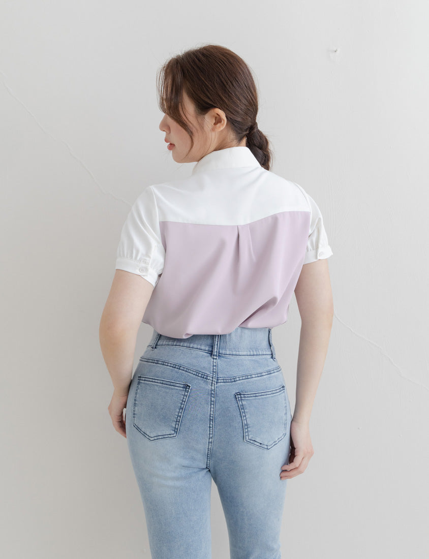 Faux Two-Piece Asymmetric Color-Block Plus Size Shirt