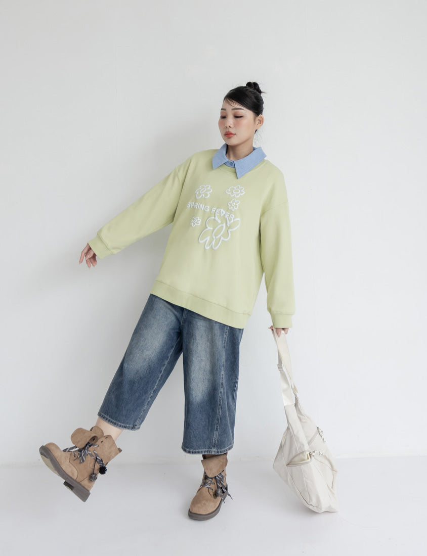 Sweet 3D Floral Plus Size Long Sleeve Sweatshirt