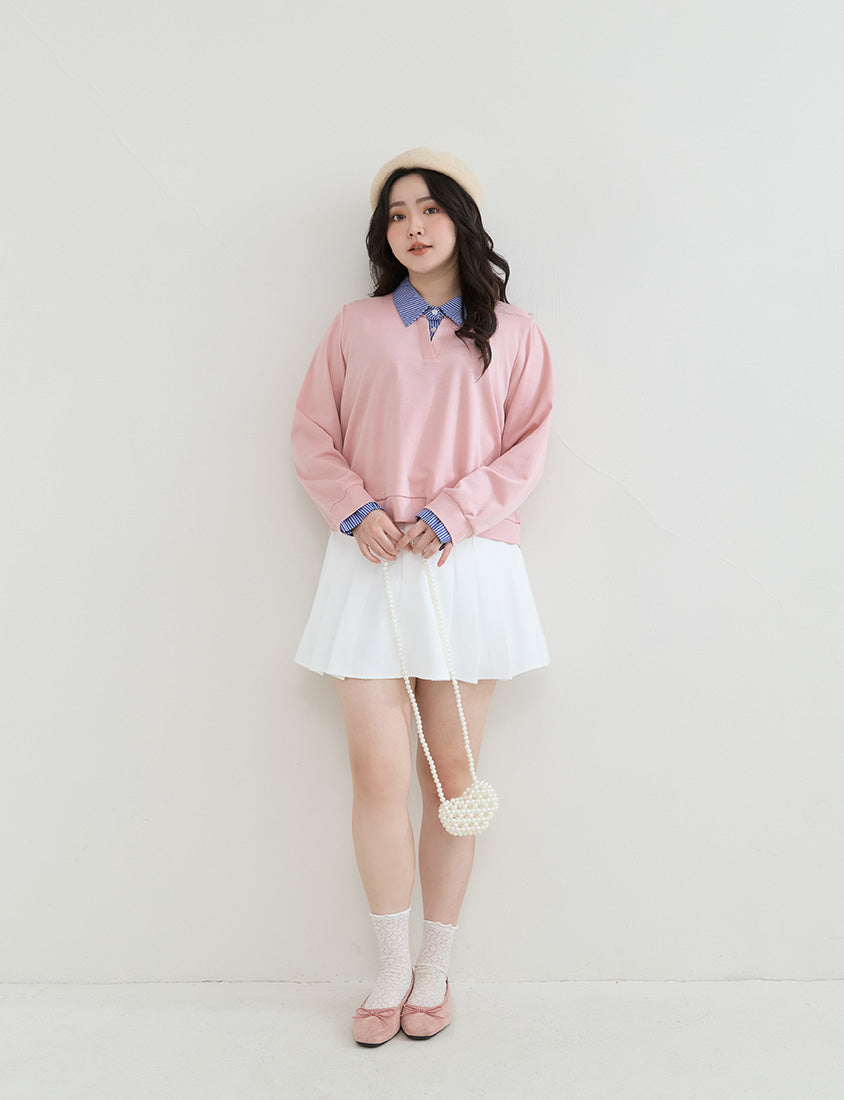 Heart Logo Faux Two Piece Plus Size Sweatshirt