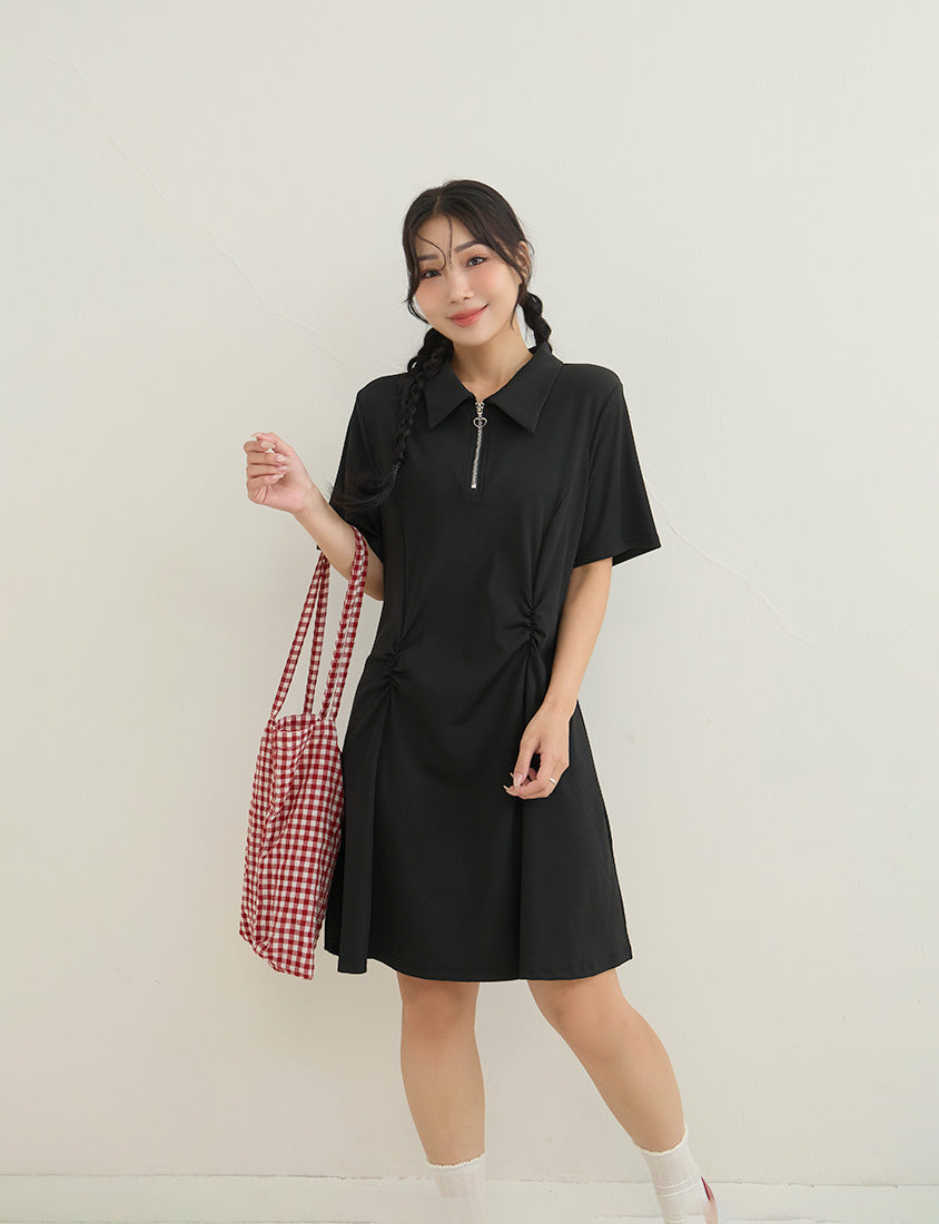 Waist-Defining Stretch Ribbed Plus Size Mini Dress