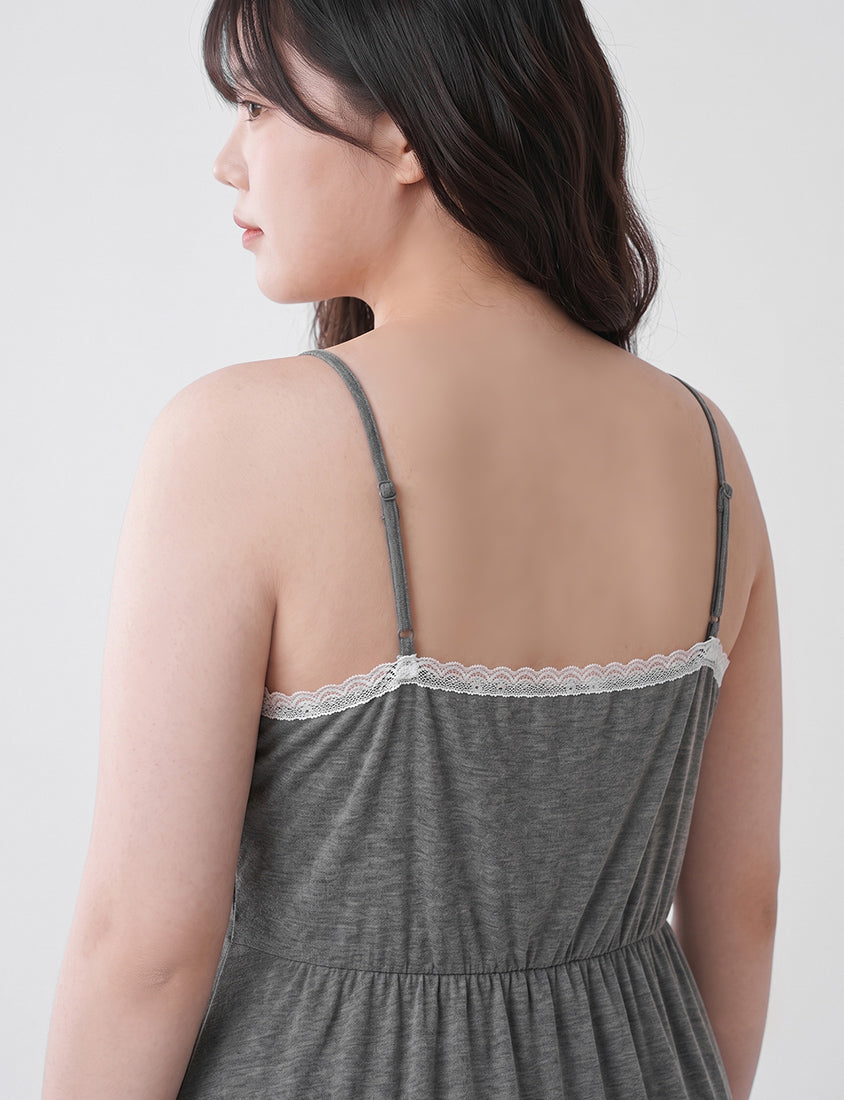 French Style Minimalist Adjustable Plus Size Cami Maxi Dress