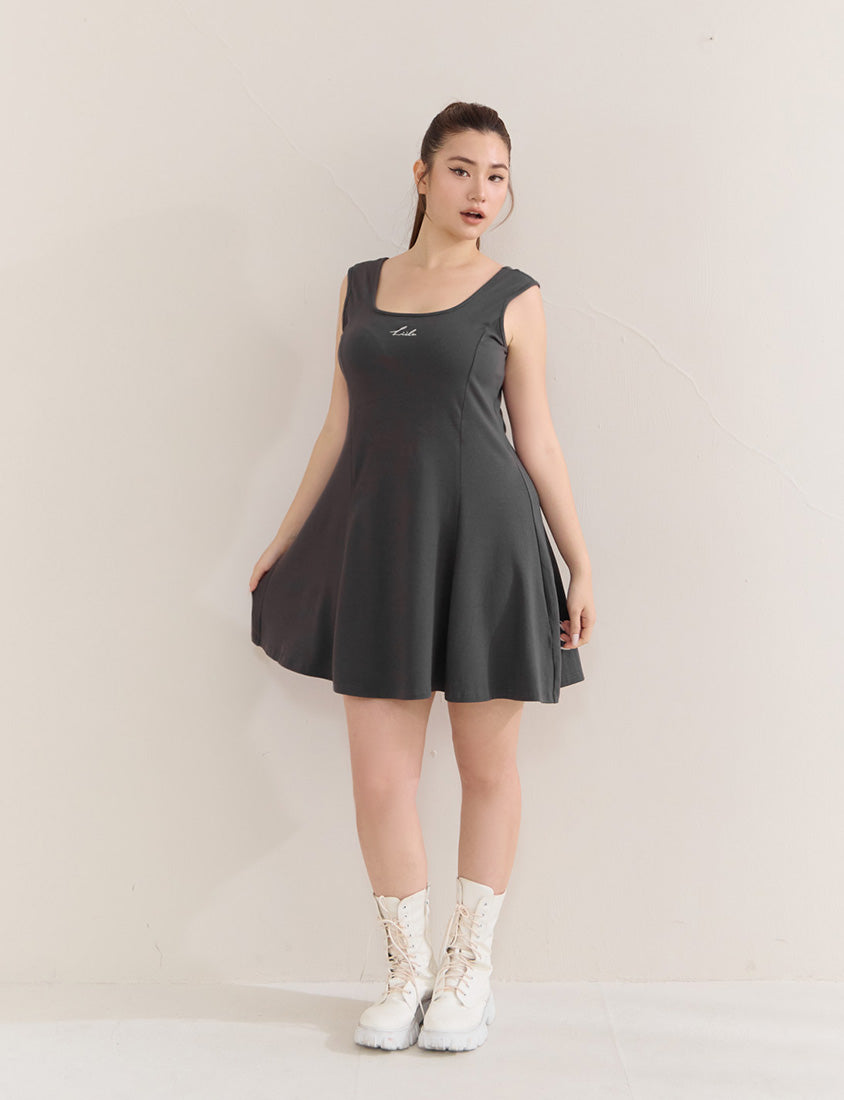 Embroidered Elastic Waist Plus Size Mini Dress