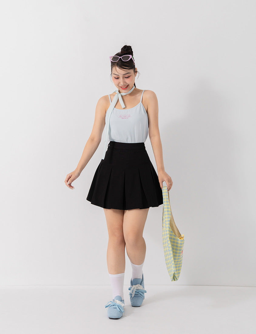 Sweet Summer Twill Pleated Plus Size Mini Skirt