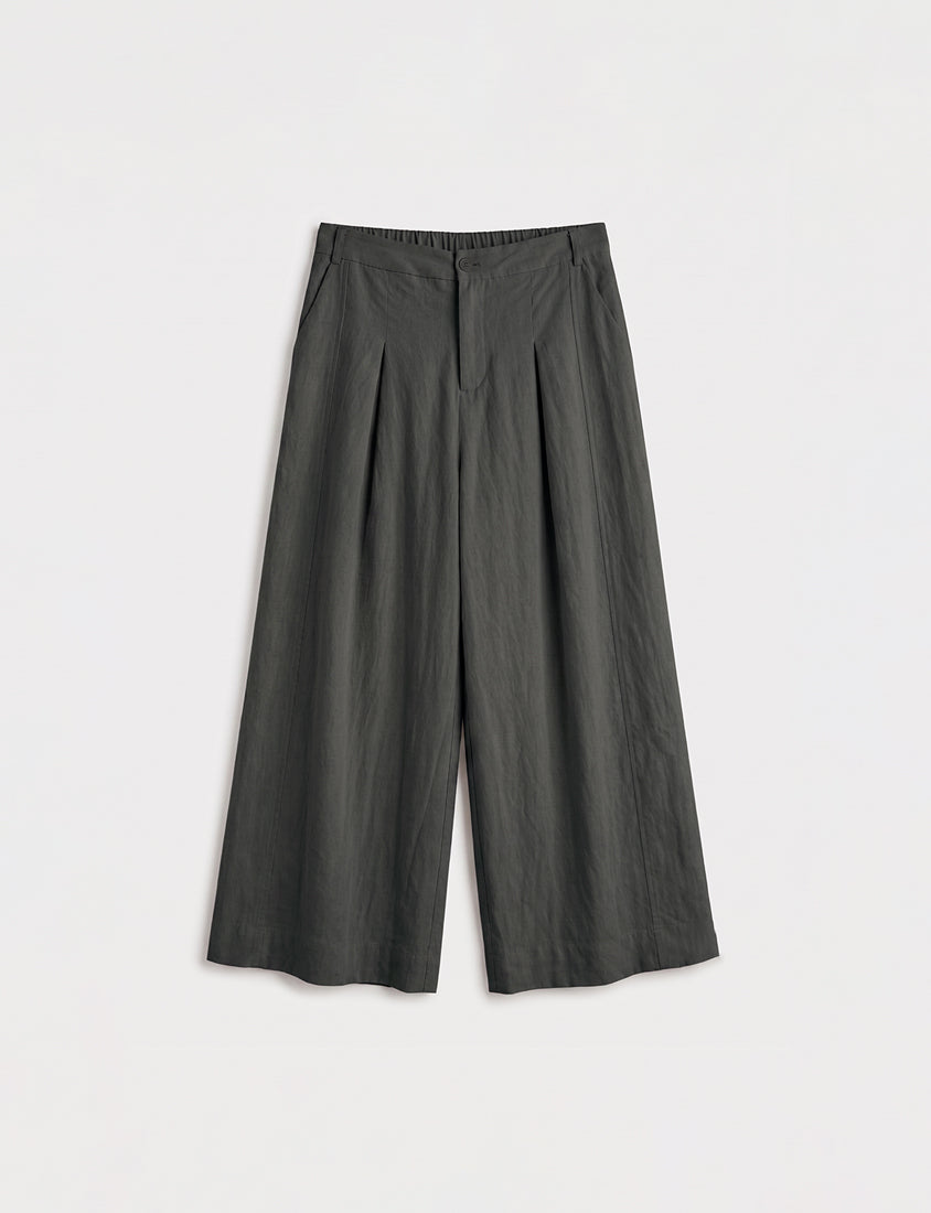 MISS. Tencel Linen Cropped Plus Size Tailored Pants