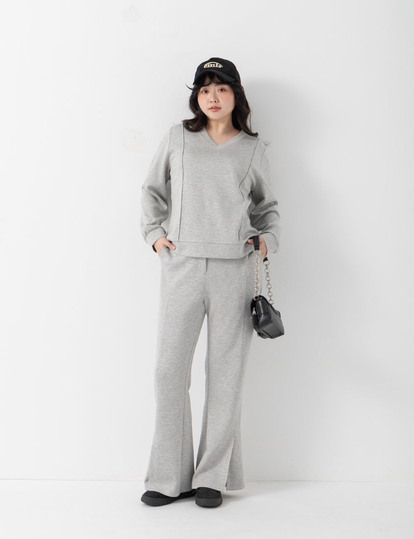 QQ Yogurt Touch Cotton Asymmetric Double-Button Plus Size Flare Pants