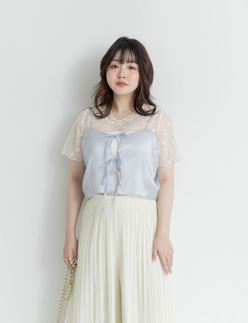 MISS. Sheer Floral Lace Plus Size Top