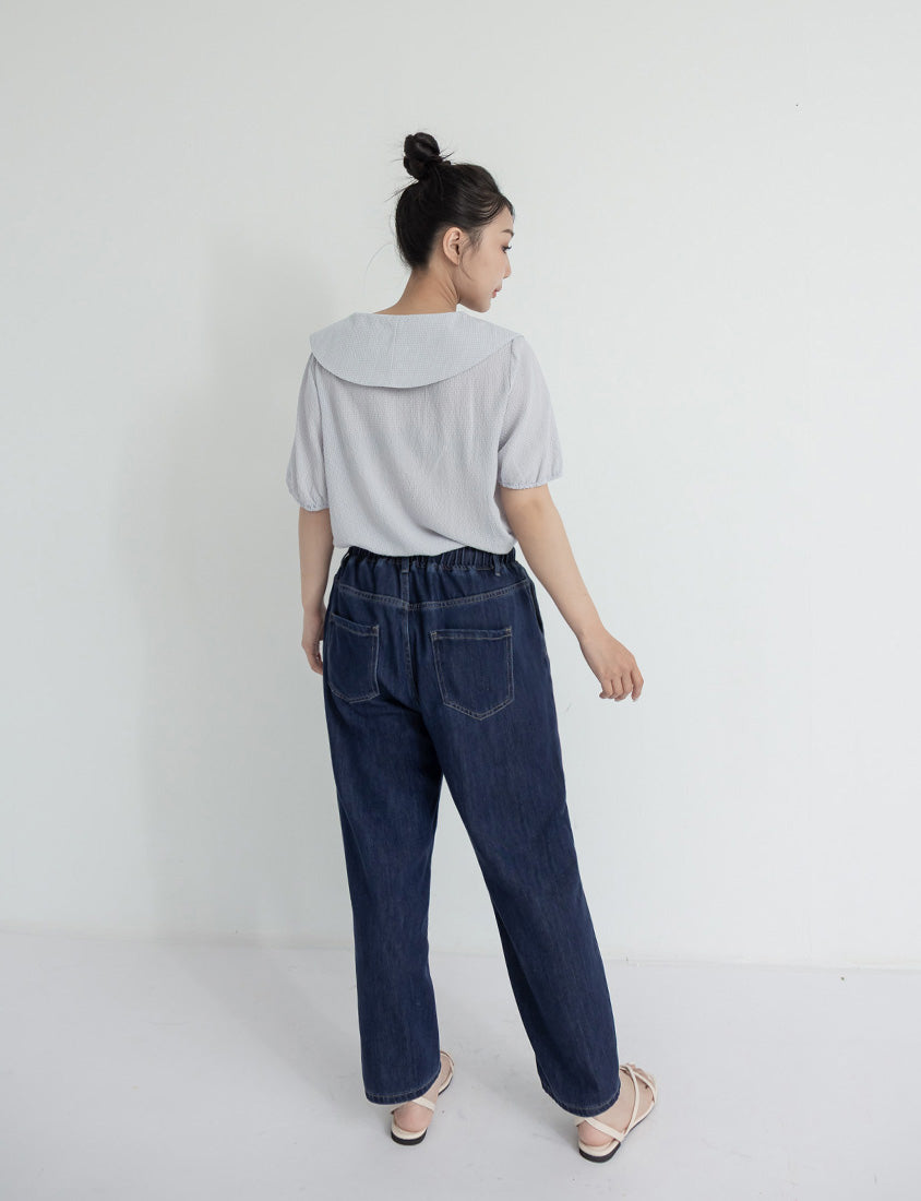Cooling Tencel Silky Denim Drawstring Plus Size Boyfriend Jeans