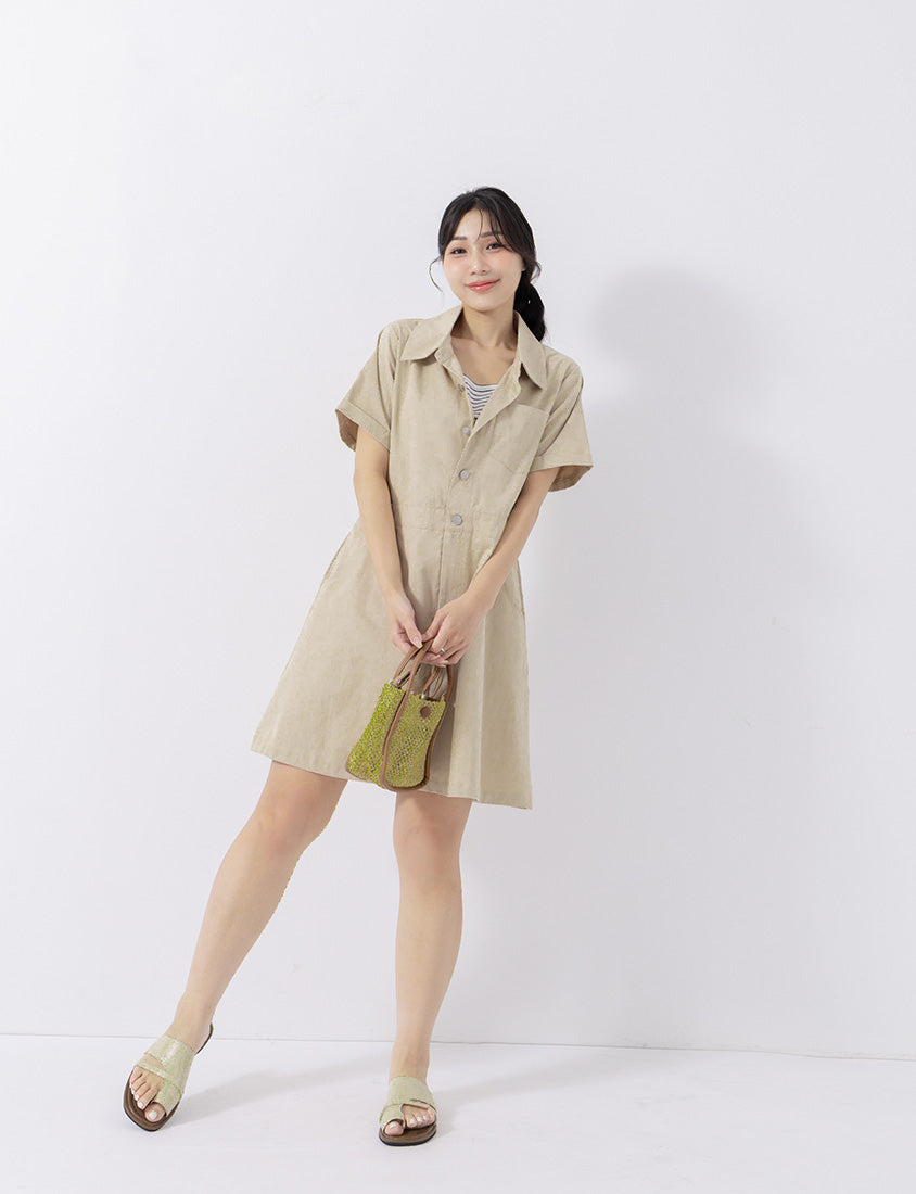 Faux Two Piece Lightweight Utility Twill Plus Size Dress
