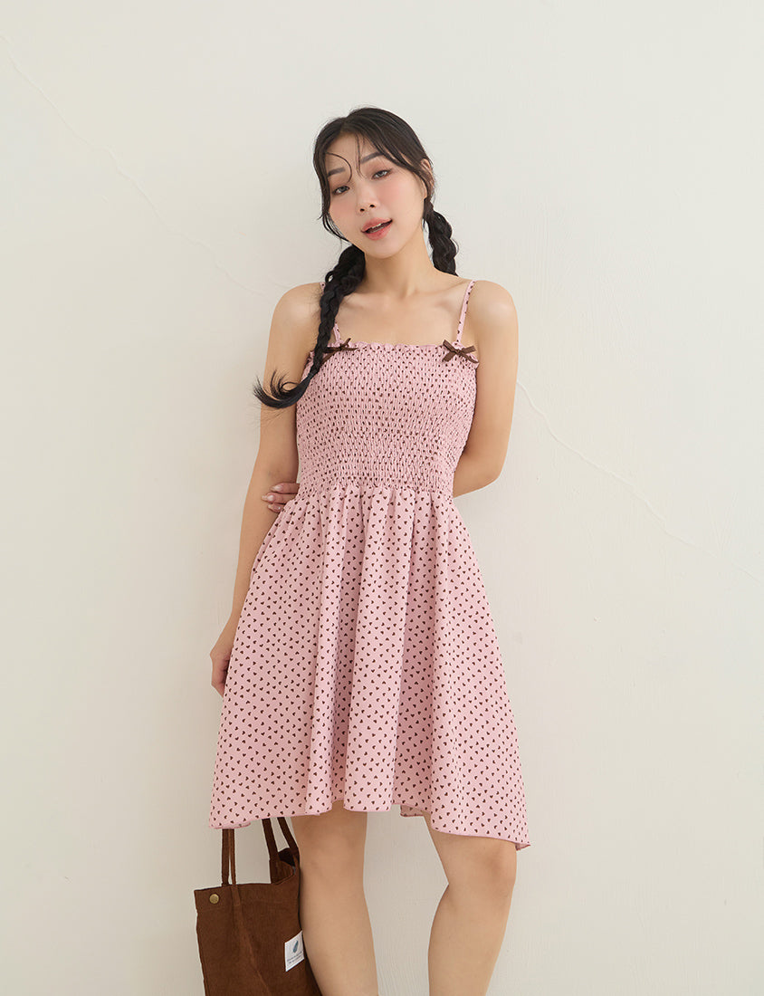 Sweet Contrast Heart Cami Plus Size Mini Dress