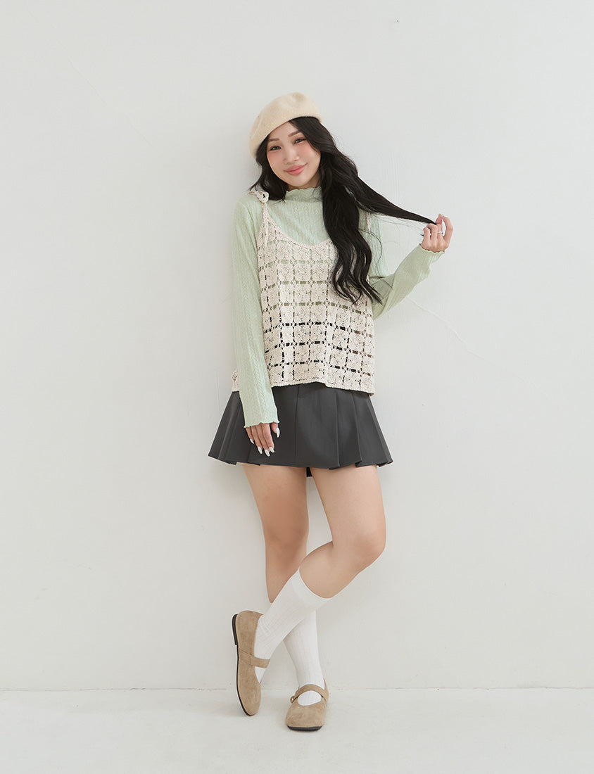 Soft Cable Knit Ribbed Rolled Edges Long Sleeve Plus Size Top