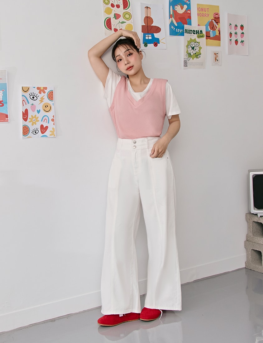 Contrast Waffle Faux Two Piece Plus Size Tee