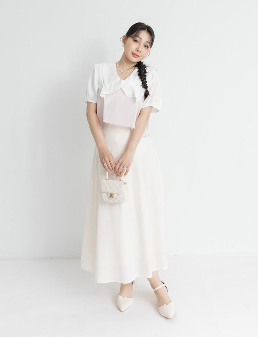 MISS. Ruffle Collar Chiffon Plus Size Shirt