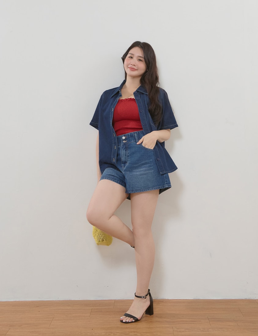 Cooling Tencel Silky Denim Plus Size Shirt