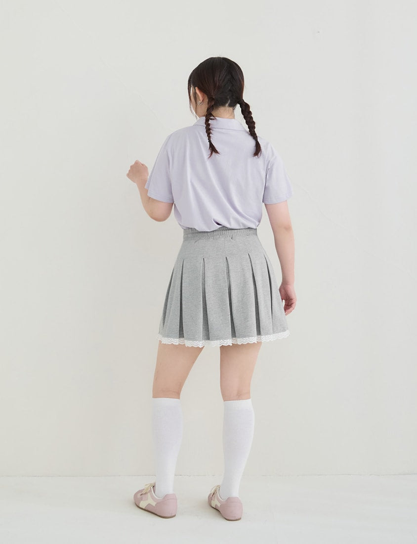 Sweet Lace Sporty Pleated Plus Size Mini Skirt