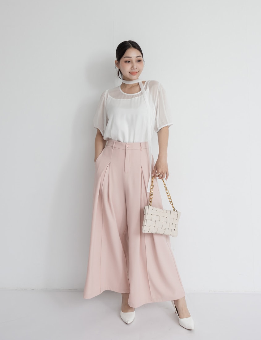 MISS. Elegant Two-Piece Sheer Plus Size Top (With Tie)