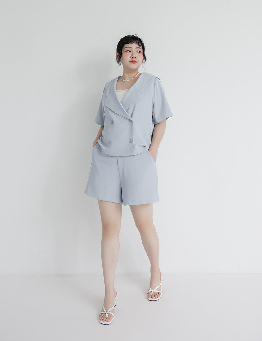 MISS. Silky Cooling Sailor Collar Plus Size Blazer
