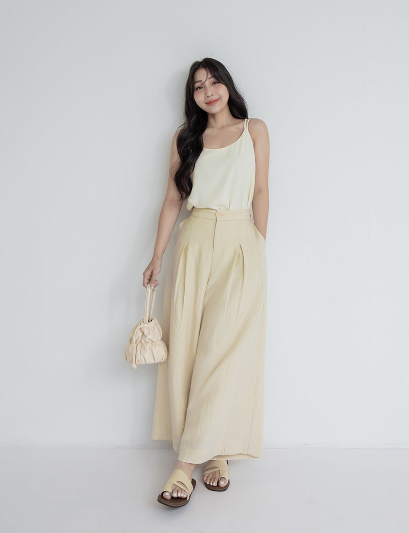 MISS. Tencel Linen Cropped Plus Size Tailored Pants