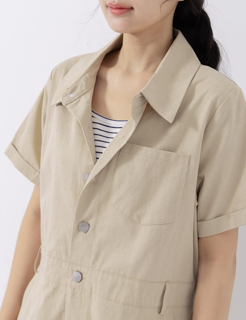 Faux Two Piece Lightweight Utility Twill Plus Size Dress