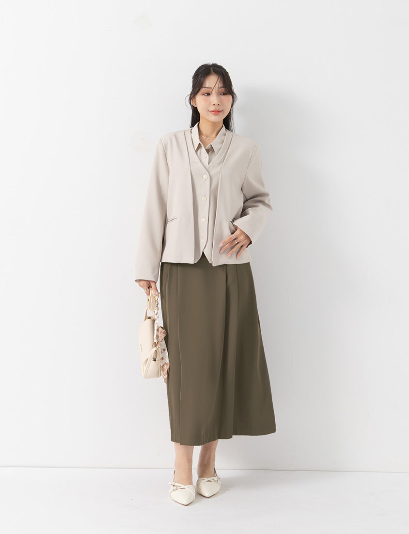 MISS. Chic Faux Two-Piece Collarless Suit Plus Size Jacket