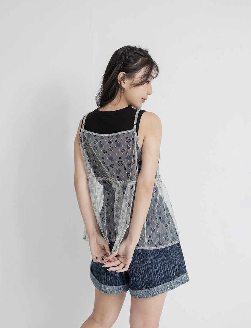 Pop Art Floral Adjustable Plus Size Layering Vest