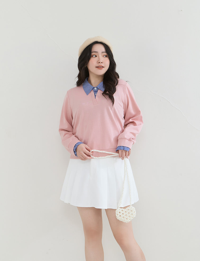 Heart Logo Faux Two Piece Plus Size Sweatshirt
