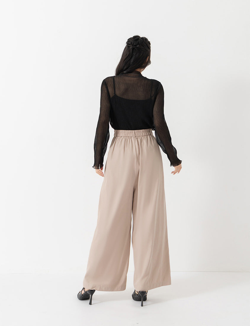 MISS. Ethereal Crinkle Sheer Mock-Neck Plus Size Top