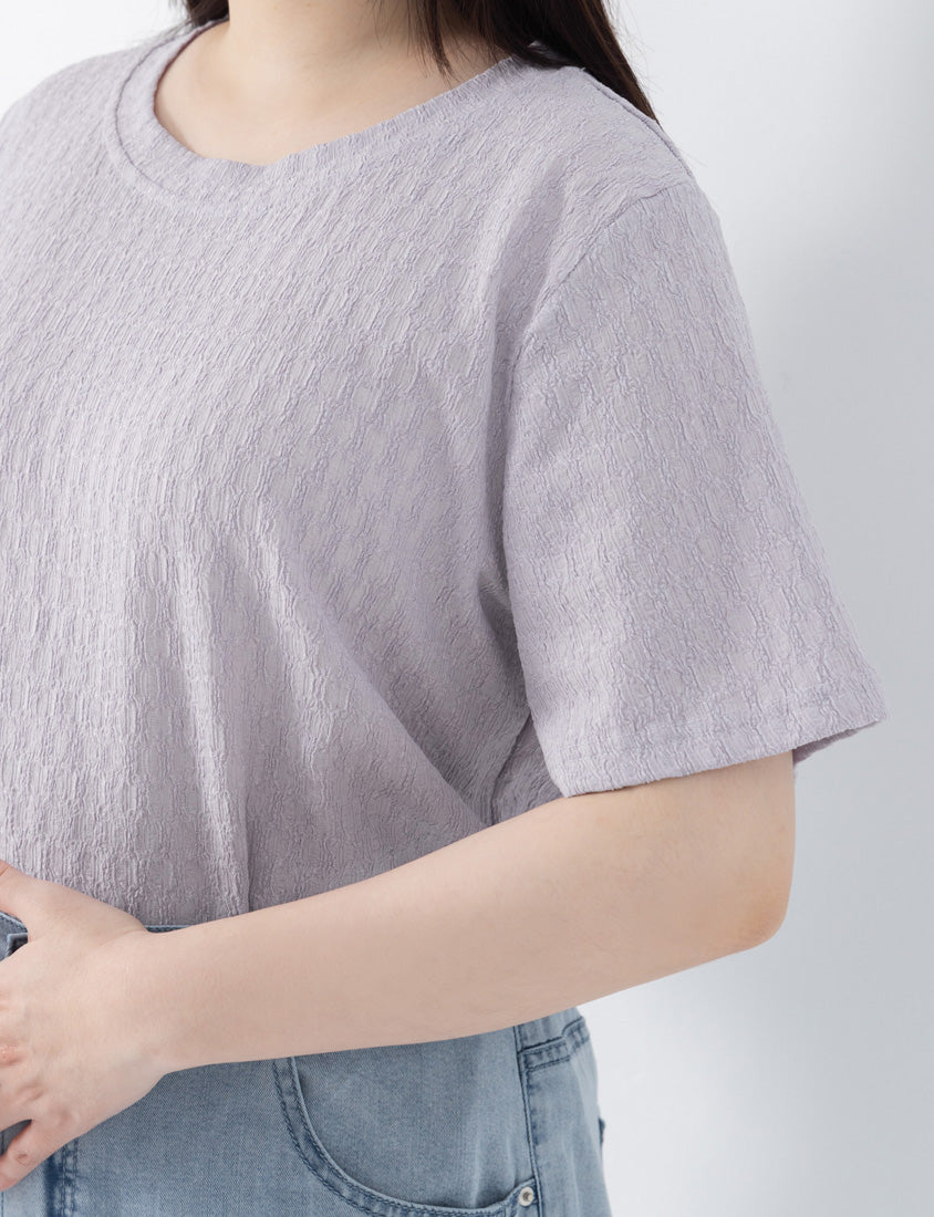 Basic Crinkle Plus Size Crewneck Top
