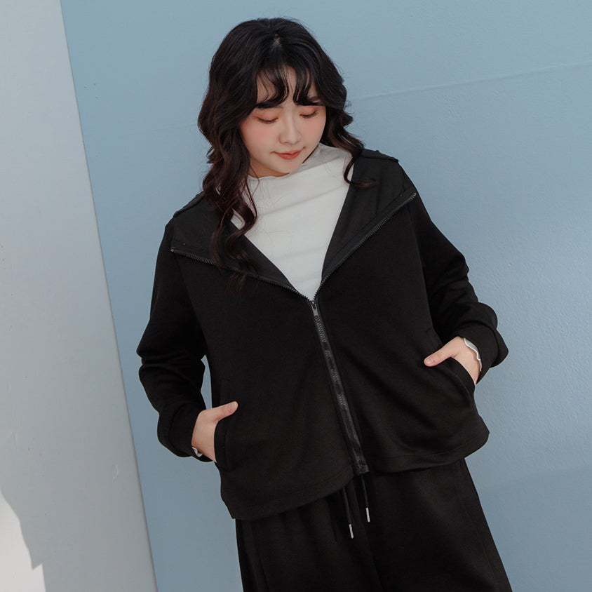 QQ Yogurt Touch Cotton Relaxed Fit Hoodie Plus Size Jacket