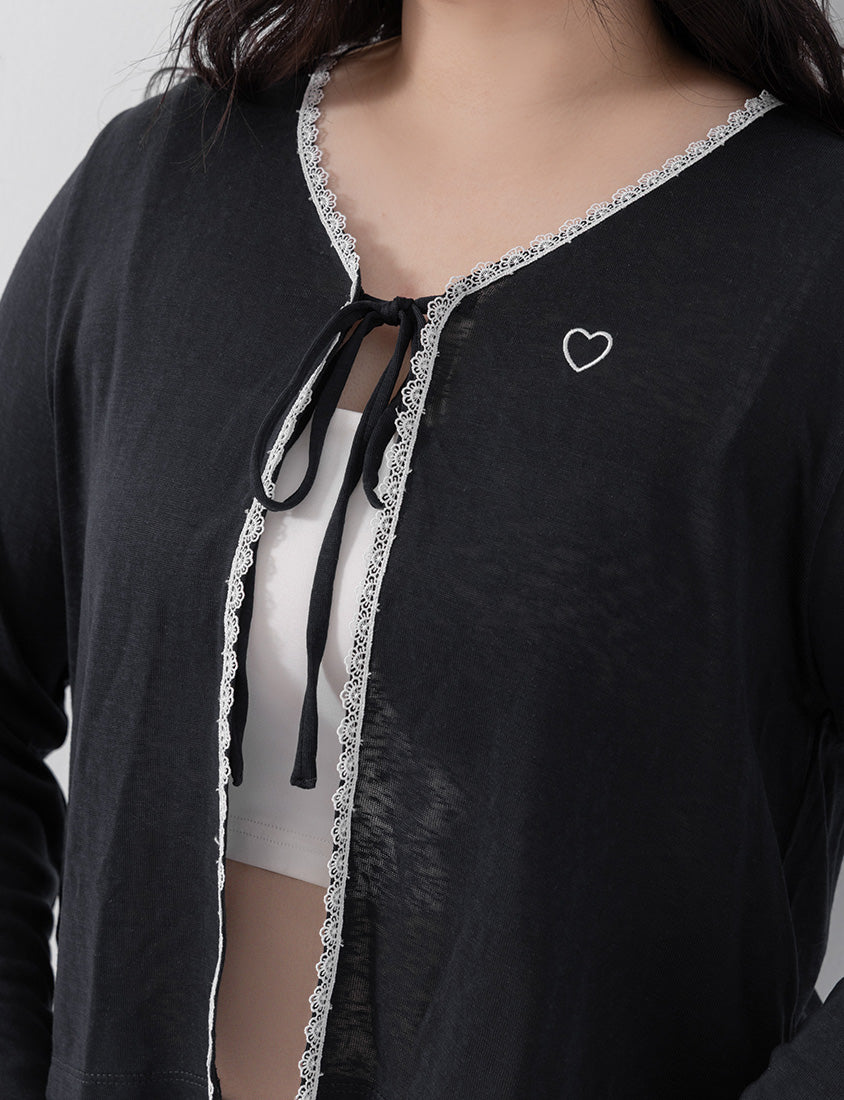 Instant Cooling Lyocell Lace Tie Front Plus Size Cover-Up
