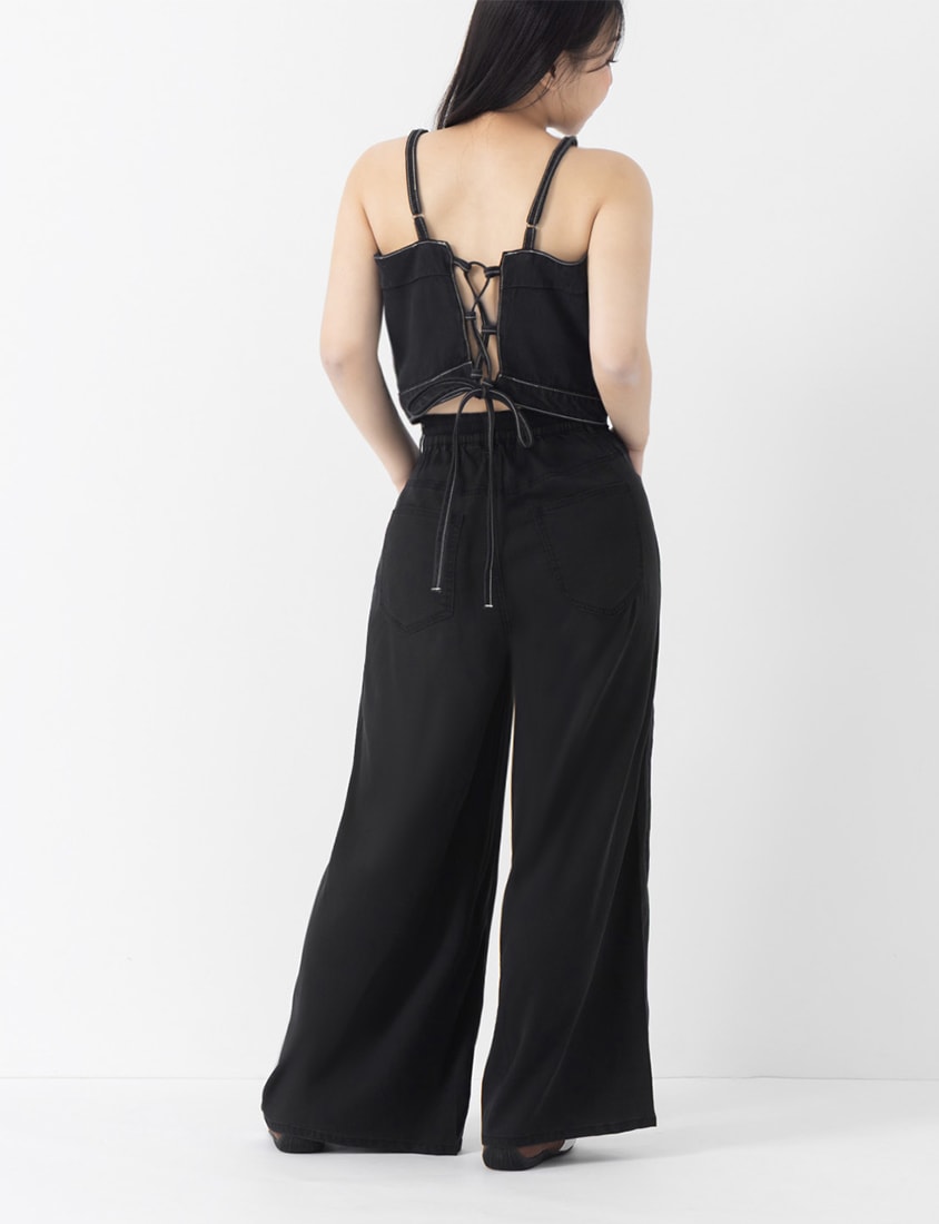 Lightweight Tencel Silky Denim Slit Plus Size Pants