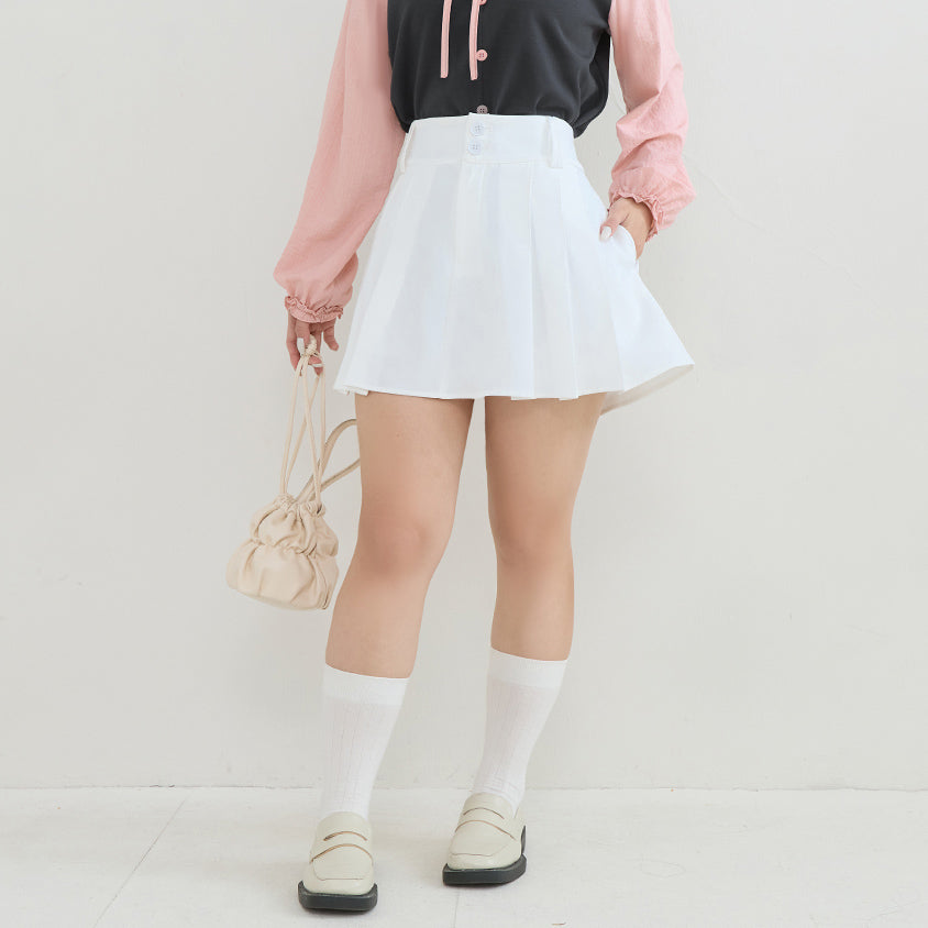 Slimming A-Line Pleated Plus Size Mini Skirt